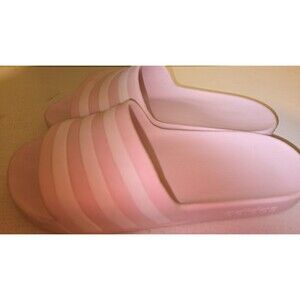 Adidas Pink White Slide Sandals Women’s Three Stripes Logo Size 8